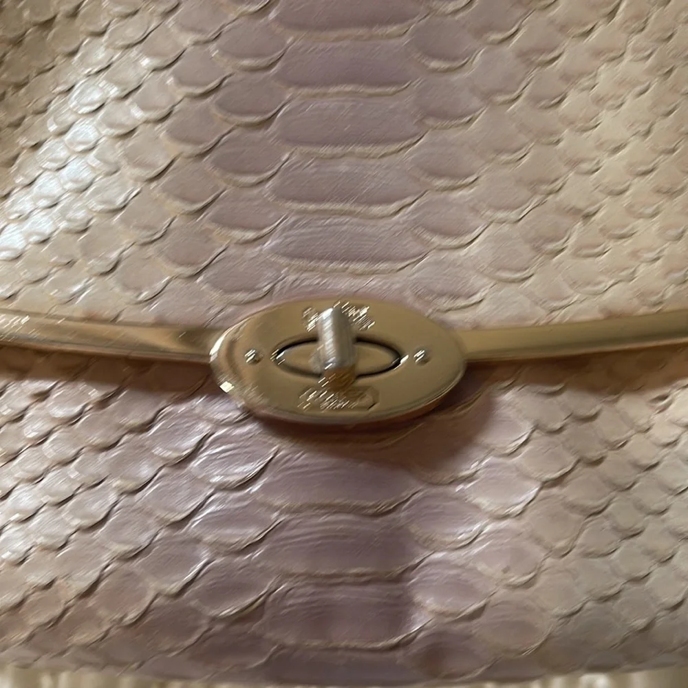 Coach Handbag With Gold Chain Cream with a little mauve mixed in it - Picture 2 of 8